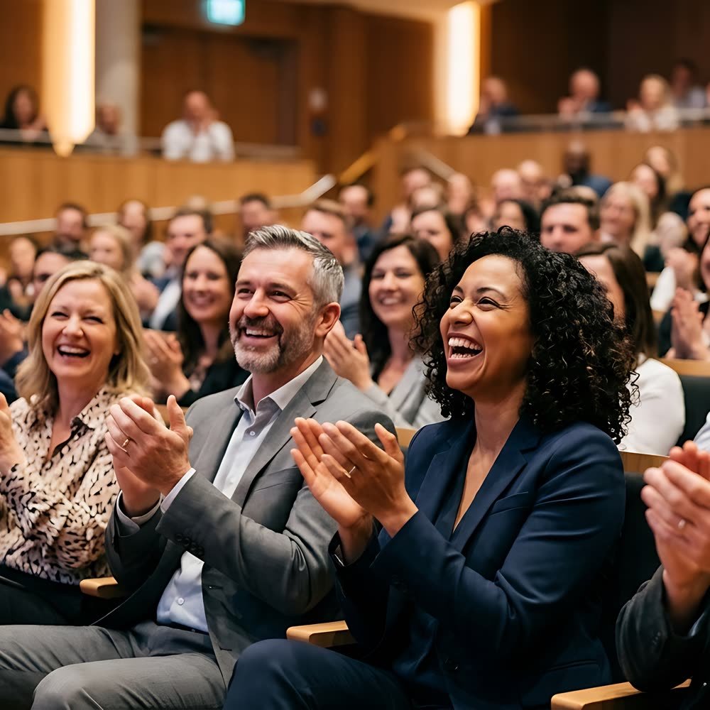 Audience applauding at a conference