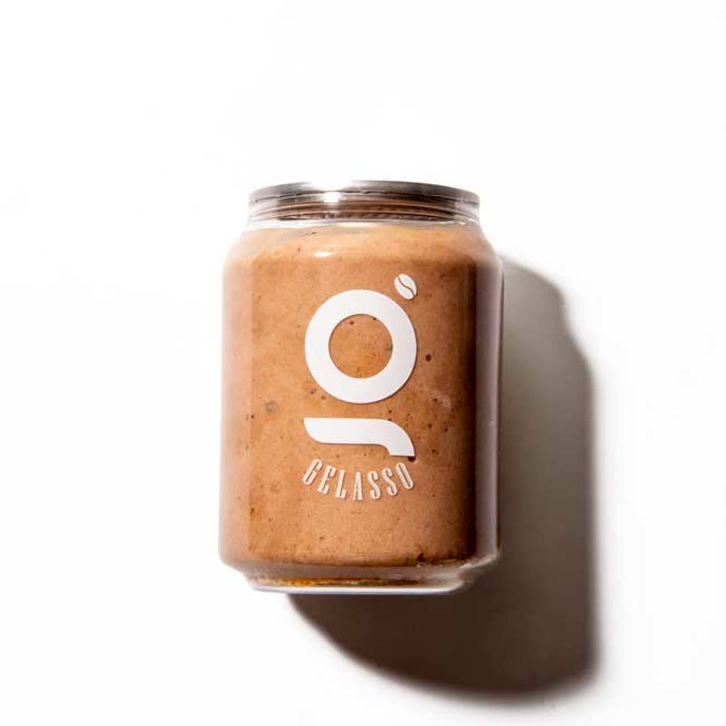 Dessert jar shot from above with hard shadow